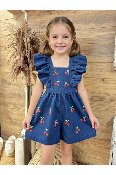 BİLGEN Style Дівчачий святковий комбінезон з вишивкою у вигляді вишні