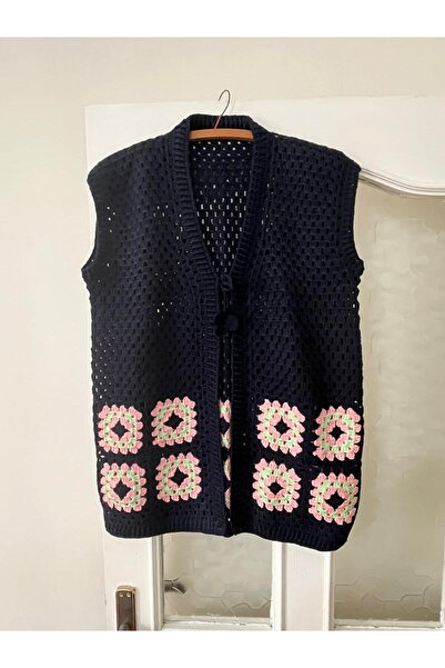 EL ÖRGÜSÜ CİCİ BEBE Hand Knitted Dowery Vest Navy Blue