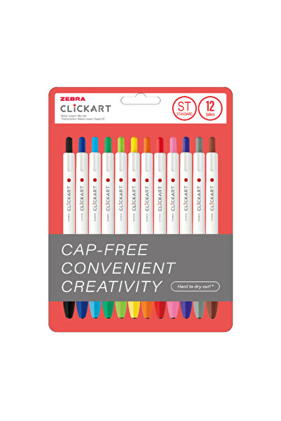 Zebra CLICKART MARKET PEN STANTART RENKLER 12 LI SET