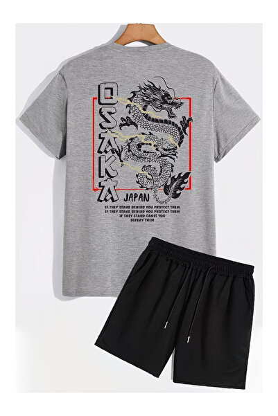 PENTHİLUS Men's T-Shirt and Shorts Set - Men's Summer Oversize Two-Piece Set