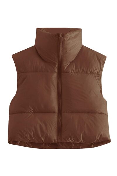 OEM Women's Winter Vest - Warm Material, Zipper Closure, Brown, Size L