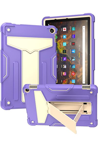 OEM Husă Fire HD 10 - Armură din silicon și plastic, cu suport - Mov