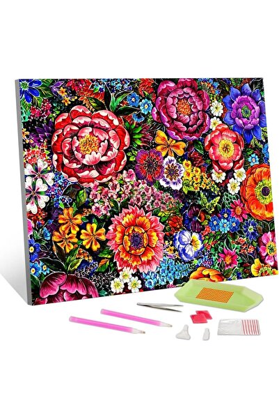 OEM Pictură cu Diamante 5D TISHIRON - Set Complet DIY, Flori Colorate, Acril,...