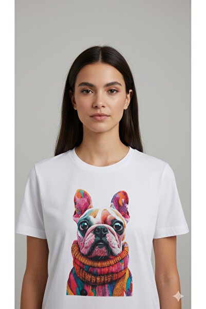 ELİF TARAKÇI BUTİK تي شيرت قطني أسود بتصميم كلب