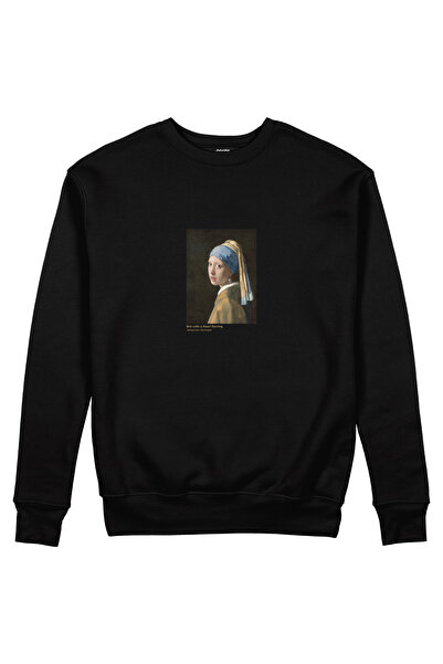 The Lucid Lab Girl's Sweatshirt with Pearl Earrings - Black