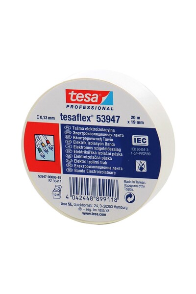 Tesa Bandă izolatoare electrică 20M x 19MM albă