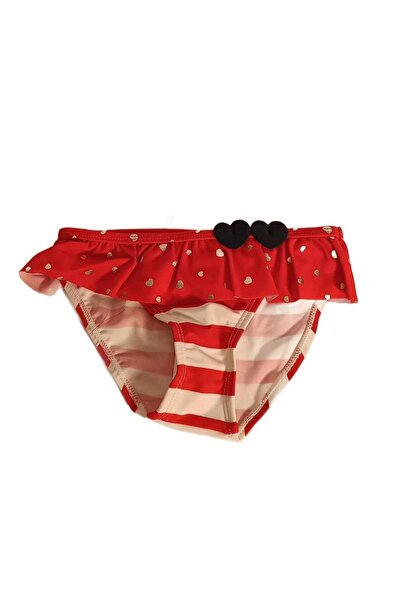 OEM Chiloți de Baie Fetițe - Model în Dungi, Material Elastic - 122 cm, Roșu-Alb