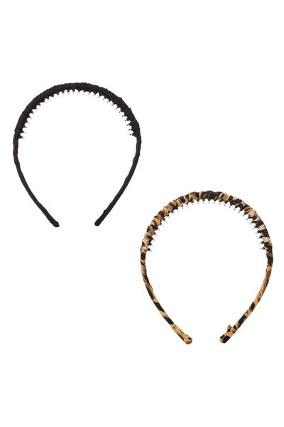 OEM Set Coronite Par Neagra & Animal Print cu Pieptene pentru Femei - 2buc