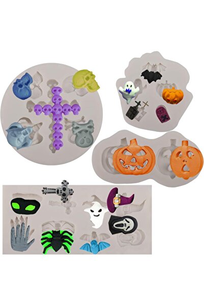 OEM Halloween Silicone Molds - Set of 4 Pieces, 20 Pumpkin Skull Models - Hea...