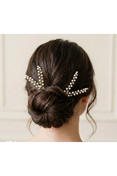 gelinmz Agrafă de păr elegantă cu perle, model Dal, pentru mirese și rochii d...