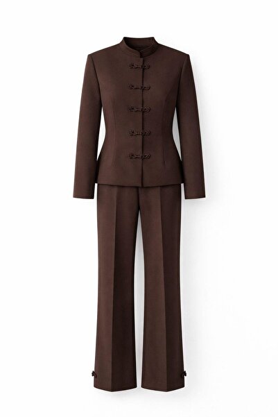HAZELANNA Napoleon Jacket-Pants Brown Suit