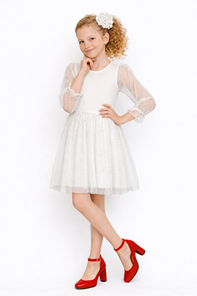 AHENGİM Rochie de seară pentru fete, cu detaliu din tul, brodată cu pietre, m...