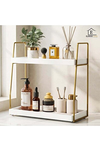 Elindor ® Raft de baie cu 2 niveluri, raft de blat, raft de duș, 36 x 18 x 34...