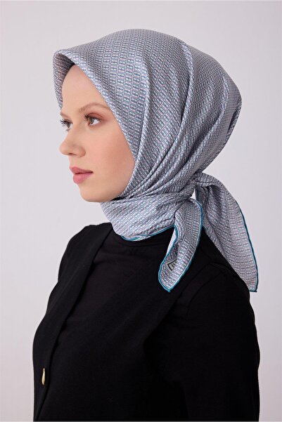 Belli Tivil Pure Silk Scarf 4321 - 81 Μπλε Μωβ Μοτίβο Λογότυπου