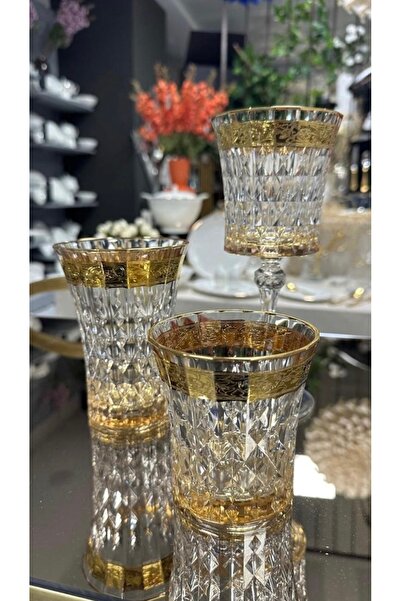 hediye Esterhomedecor 6 Person 18 Piece Gold Gilding Processing Water Set