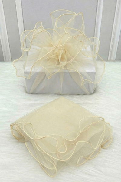 ZEYMERADE تول مزين بالكريمة مع حواف أوفرلوك، هدية زفاف للعروس والعريس، زينة ح...