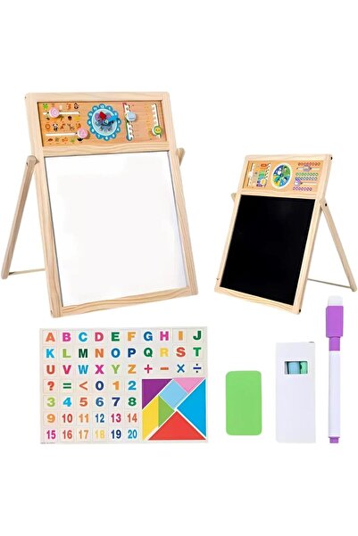 Twisoo Kids Double-Sided Wooden Art Easel with Magnetic Black & White Board