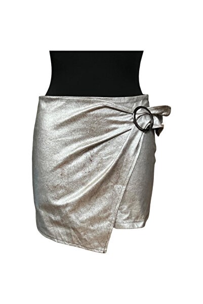 OEM Fustă Mini ZARA TRAFALUC - Material Aerisit, Croială Mulată - Argintiu, M...