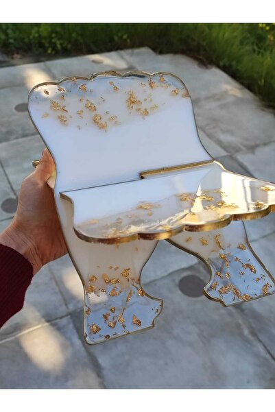 Demet Art Studio Reçineye Hayat Veriyoruz Epoksi Altın Varaklı Beyaz Kitap Ay...