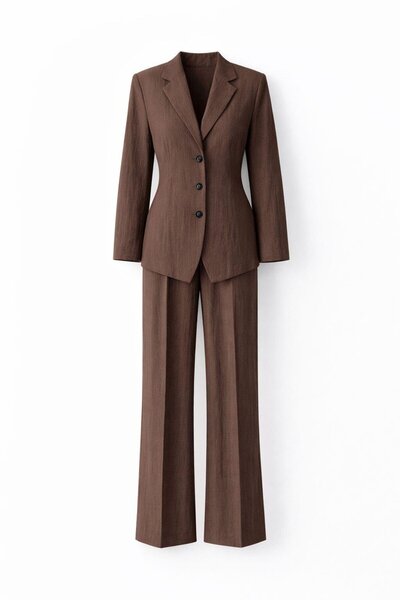 HAZELANNA Waist-Sitting Coffee Crinkle Set