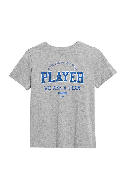 OEM Tricou 4F Băieți - Bumbac, Imprimeu Stil Sport - Gri cu Albastru, Mărime ...