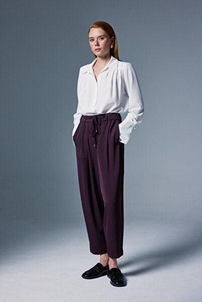 Sateen Talia Pants - Plum