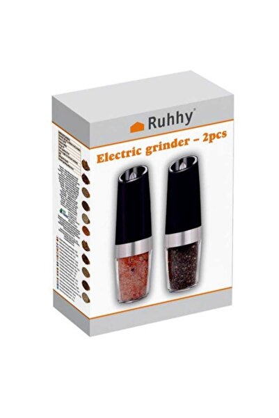 Ruhhy Set of 2 electric spice grinders, elegant design, powered by AAA batteries