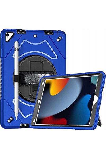 OEM Husă iPad 9/8/7 10.2 - Protecție șoc, Suport 360, Curea umăr - Albastru