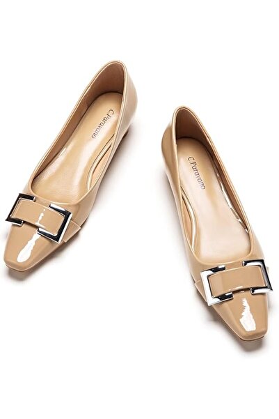 OEM C.Paravano Women's Low Heel Leather - Lambskin, Square Toe, Buckle - Beig...