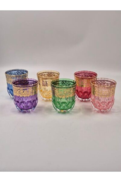 hediye Esterhomedecor Set of 6 Gold Gilded Water Glasses