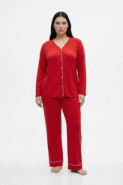 Elisho Piped Detail Pajama Set Suitable for Pregnant and Postpartum Women