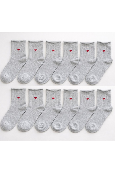 shefox 12 Pairs Women's Heart Pattern Seamless Toe Socks