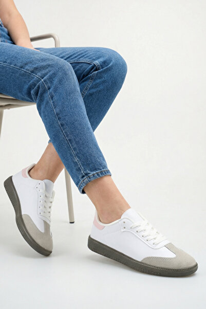 Moda Değirmeni White-Powder Women's Unlined Sneaker Md1147-101-0008
