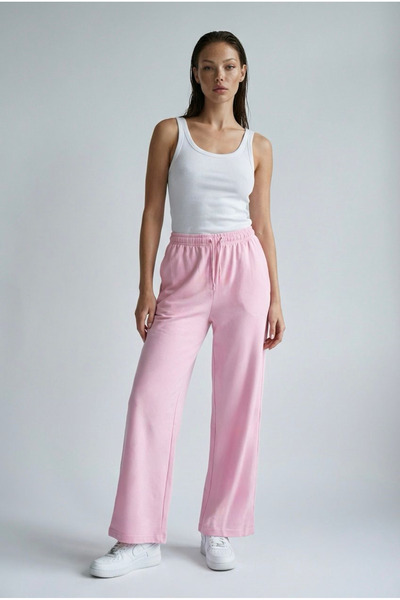 Madmext Pink Wide Leg Barrel Fit Sweatpants Mg2646