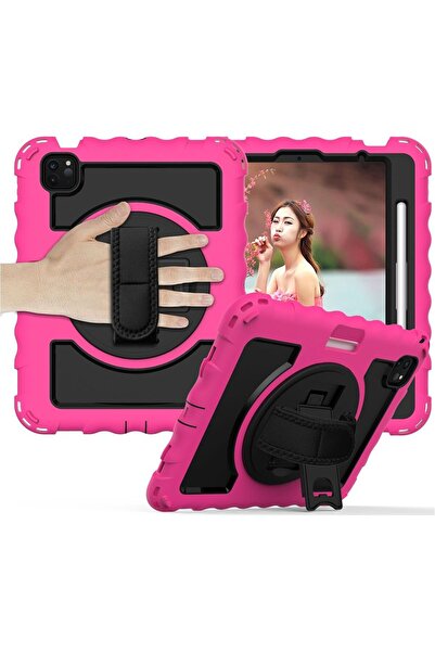 OEM iPad Pro 11 Case, Shockproof, 360 Rotating Stand, Belt Strap, Pink