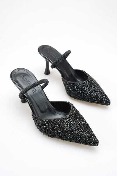 werfen حذاء نسائي بكعب أنيق ومزين بالكريستال