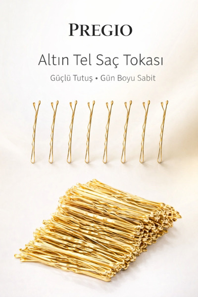 PREGIO Kadın Gold Renkli Tel Saç Tokası 10 Adet