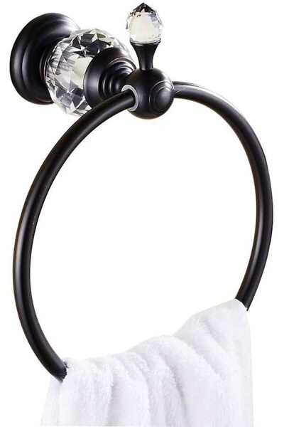 OEM Suport Prosoape Baie - Alama si Cristal, Montaj Perete, Bronz Uleiat, 17....