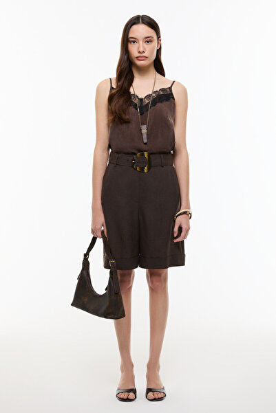 Roman Kemer Detaylı Double Paça Şort Kahve YY012616_005