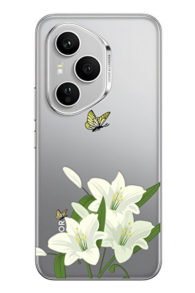 FLAMENKO غطاء هاتف شفاف بنمط الزنبق الأبيض متوافق مع هونور 400 برو