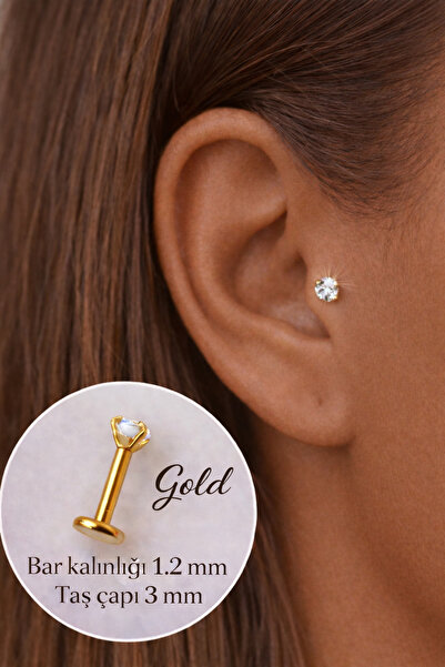 Mu Minamu Minimal Tektaş Cerrahi Çelik Piercing | Helix, Tragus, Conch, Lob U...