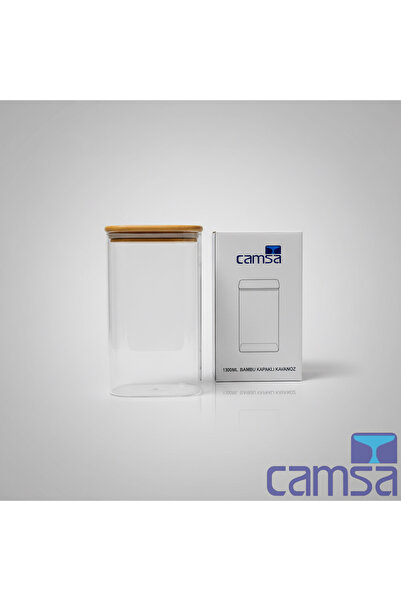 Queen’s Kitchen Rectangular Bamboo Lid Glass Jar 12X8X20 cm