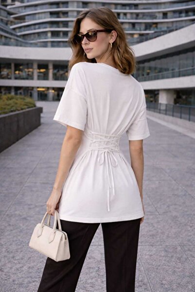 WE&ME Γυναικείο φόρεμα T-shirt με δέσιμο στη μέση και χαλαρή εφαρμογή – Μοντέ...