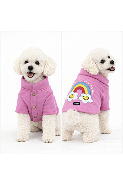 mastercat Rainbow Embroidery Embroidered Rainbow Daisy Pink Dog Outfit - Fleece