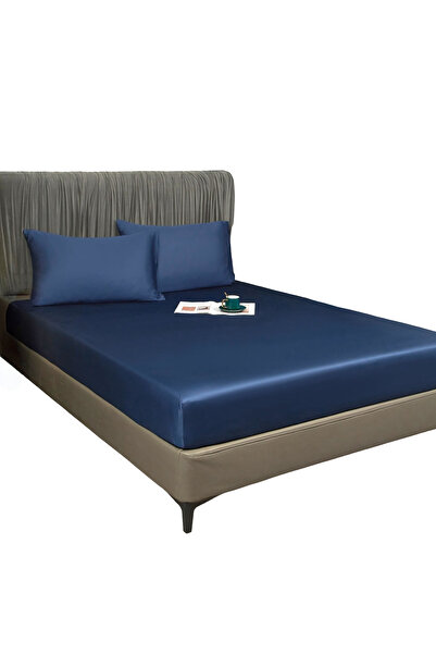 OEM Fitted Sheet - Bamboo and Polyester, Silky Texture - 90x200x30 cm, Navy Blue