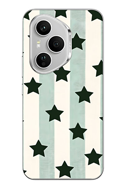 FLAMENKO غطاء هاتف شفاف متوافق مع هونور 400 برو بنمط النجوم المخططة