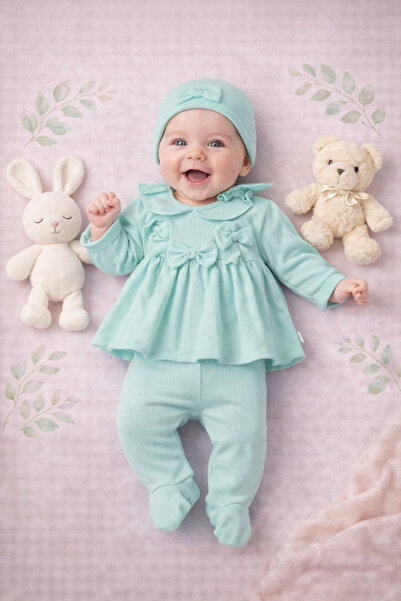 Ozz Baby 0-3 Months Baby Girl Newborn Bow Ruffle Blanket Hospital Exit Zibin Set