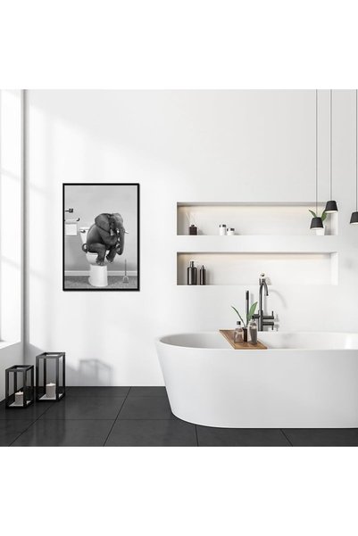OEM Tablou Pânză Baie - Design Minimalist Amuzant, Rezistent la Apă, Fără Ramă - 50x70 cm