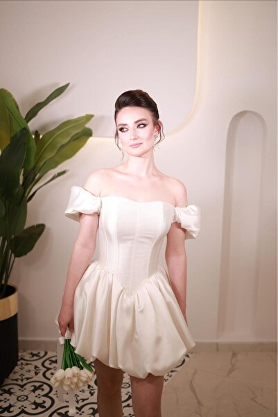 Ezni Atelier Straplez Balon Etekli Mini Mezuniyet Elbisesi