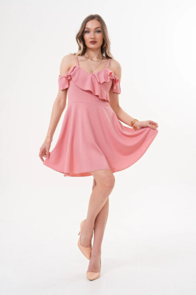 H&E LUXURY DESIGN Women's Strappy Ruffle Detailed Dress